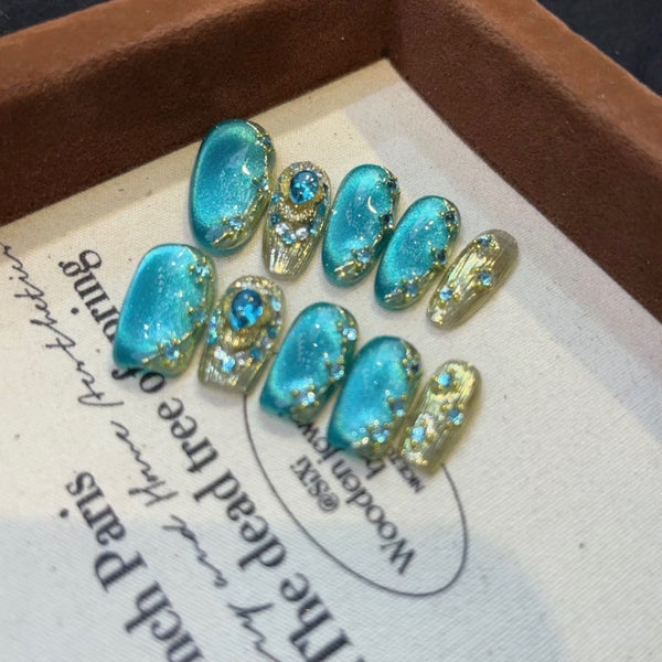 Jasmine Inspired Aqua Blue Nails