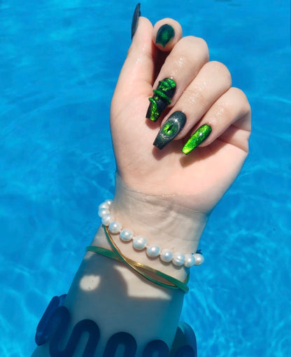 Green Snake Nails [Handmade]