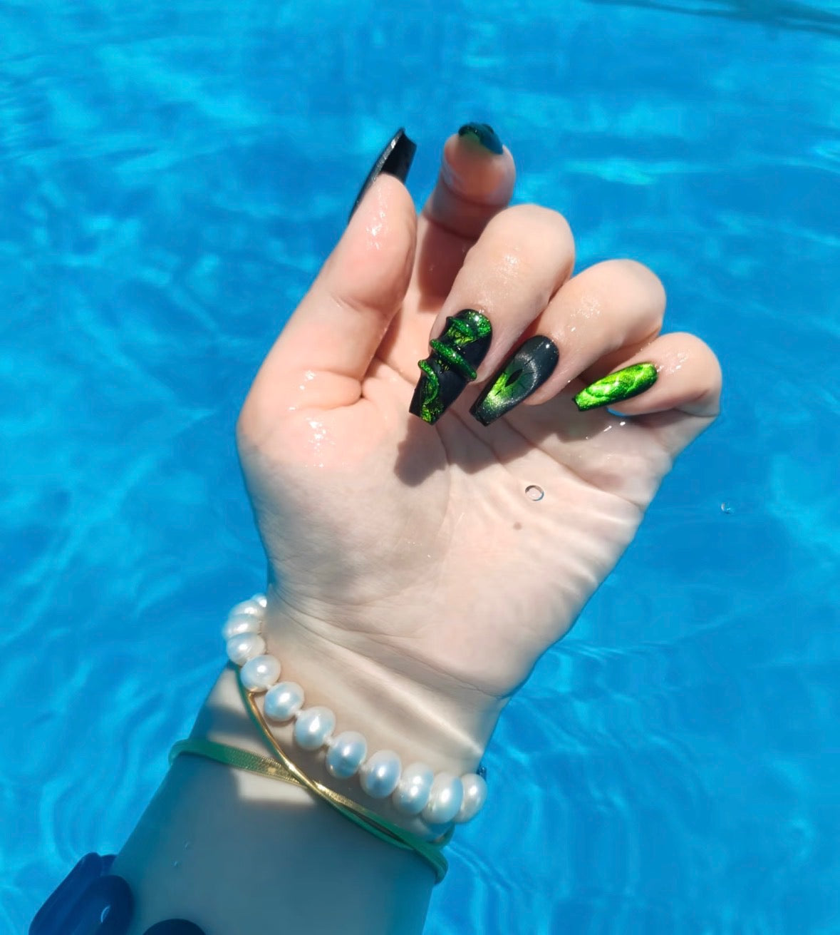 Green Snake Nails [Handmade]