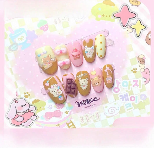 Rilakkuma Chocolate Nails [Handmade]
