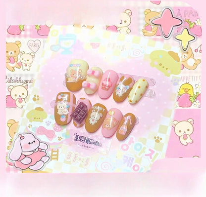 Rilakkuma Chocolate Nails [Handmade]