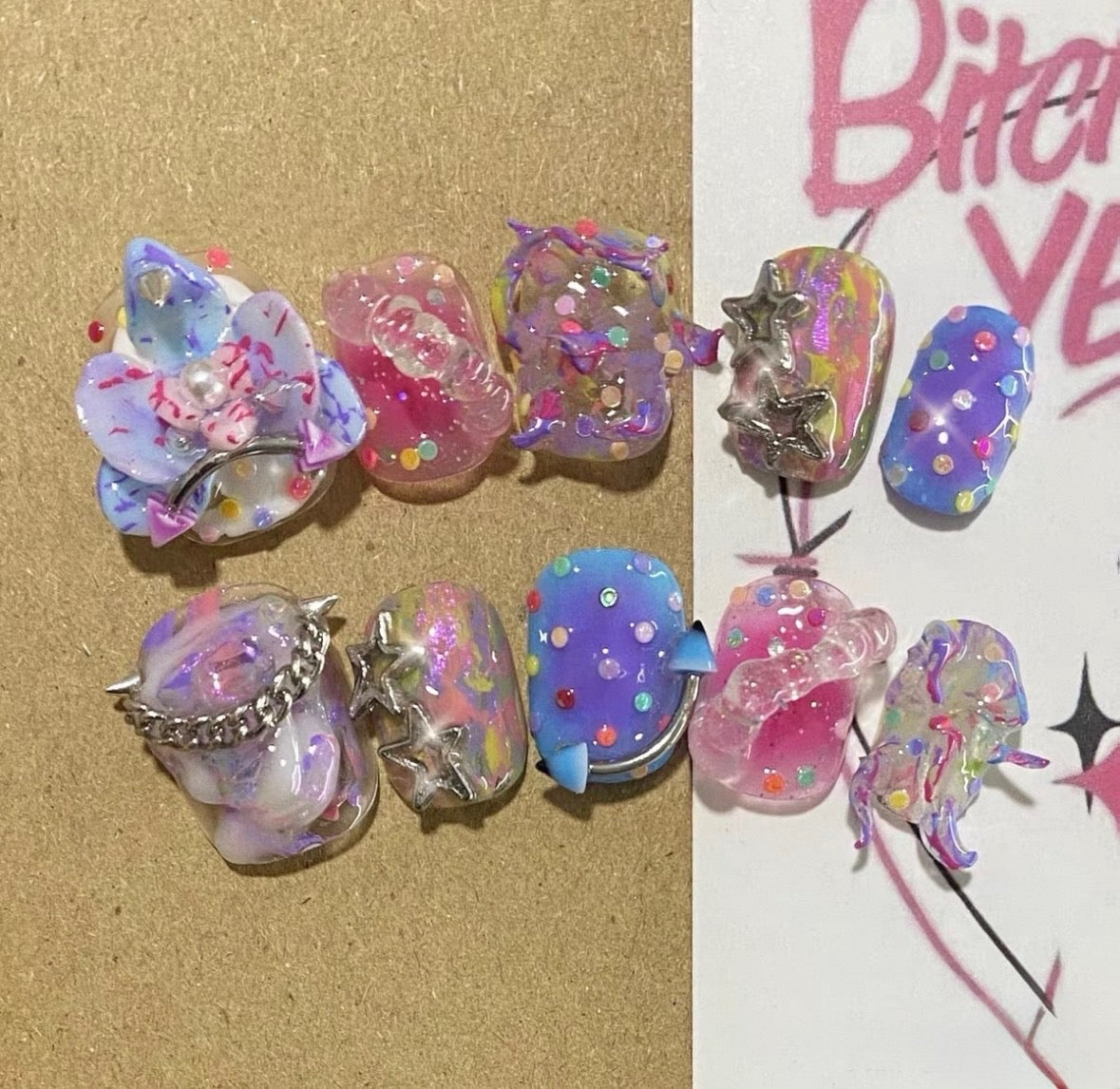 Extreme Orchid Embossed Nails [Handmade]