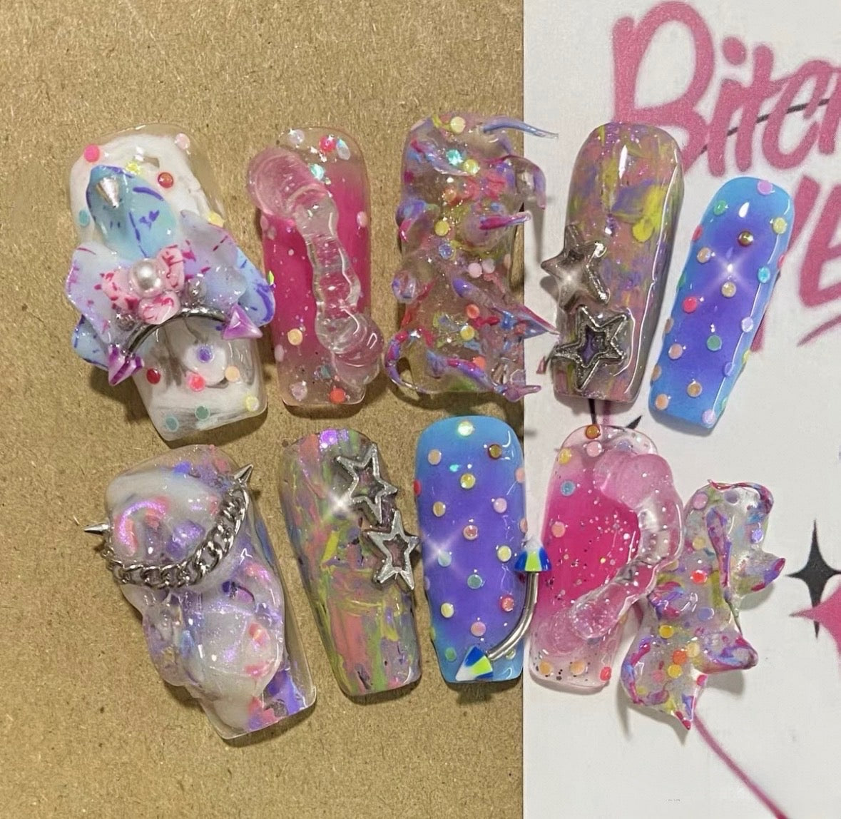 Extreme Orchid Embossed Nails [Handmade]