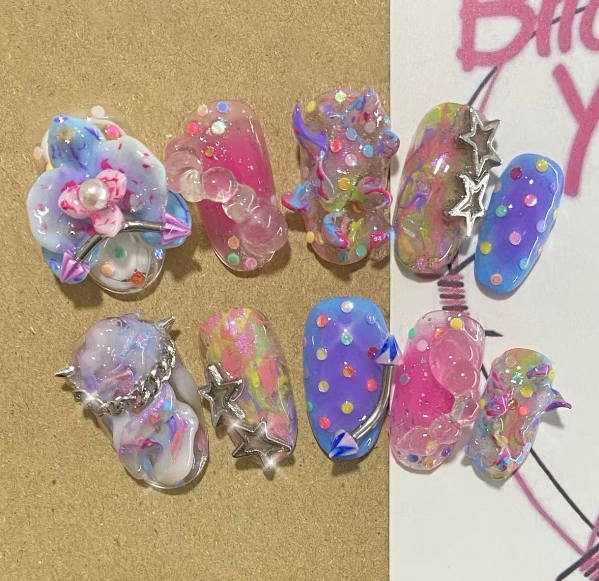 Extreme Orchid Embossed Nails [Handmade]