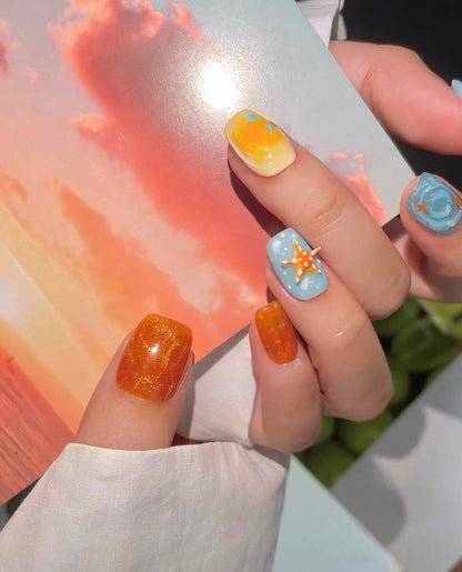Starfish Sunset Beach Nails [Handmade]