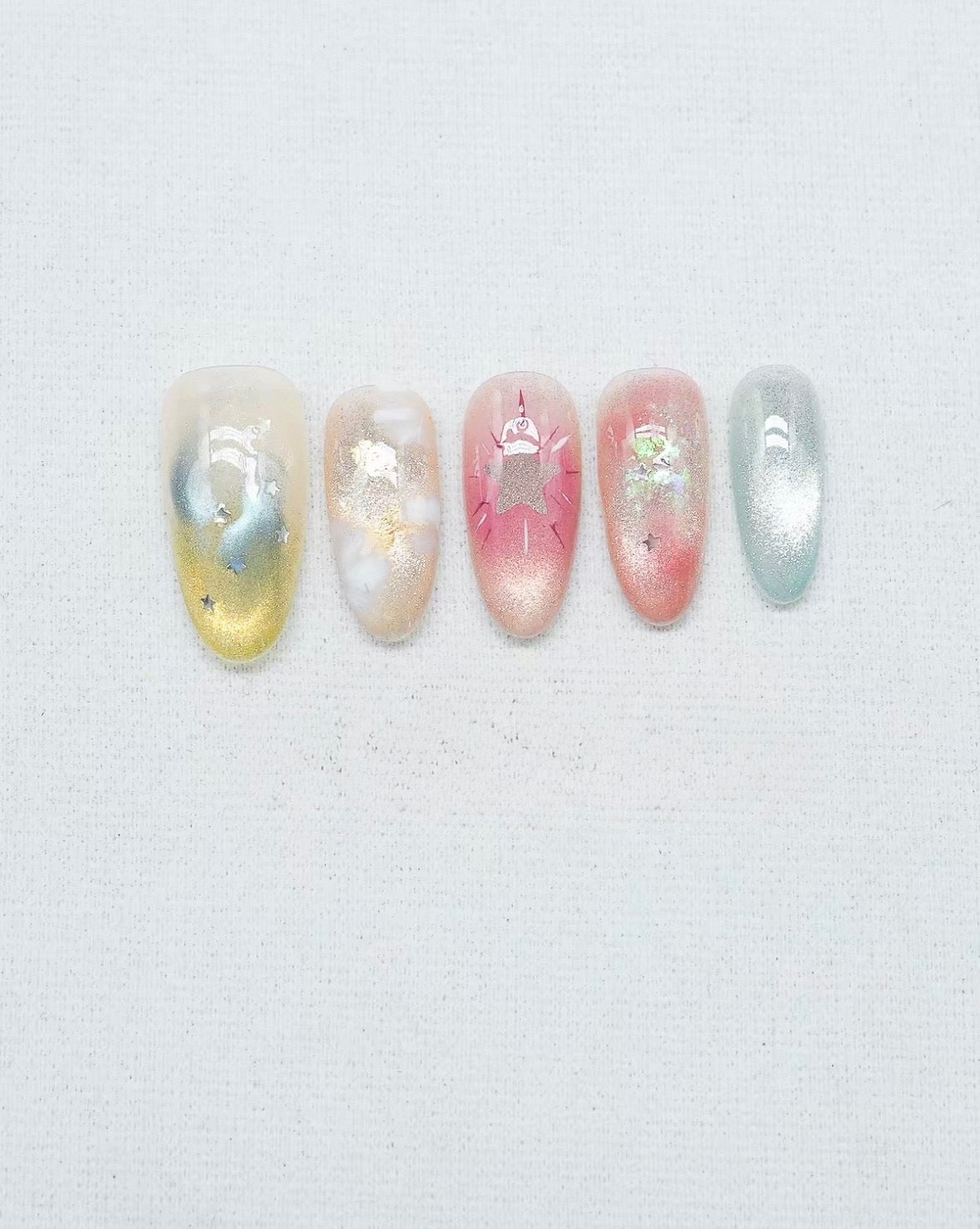 Radiant Glow Starry Cat-eye Nails [Handmade]