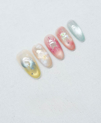Radiant Glow Starry Cat-eye Nails [Handmade]