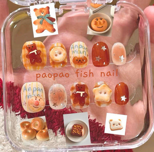 Pudding Bear x Anpanman Nails [Handmade]