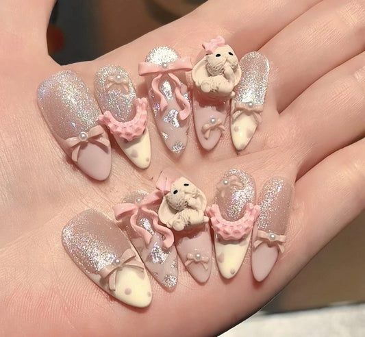 Pale Bunny Nails [Handmade]
