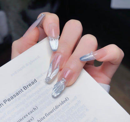 Silver Mermaid Tail Nails [Handmade]