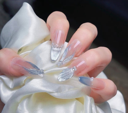 Silver Mermaid Tail Nails [Handmade]
